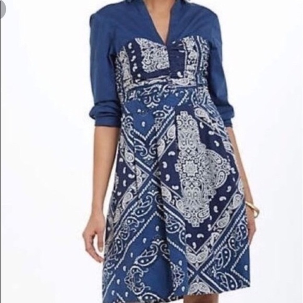 Anthro | holding horses blue bandana dress